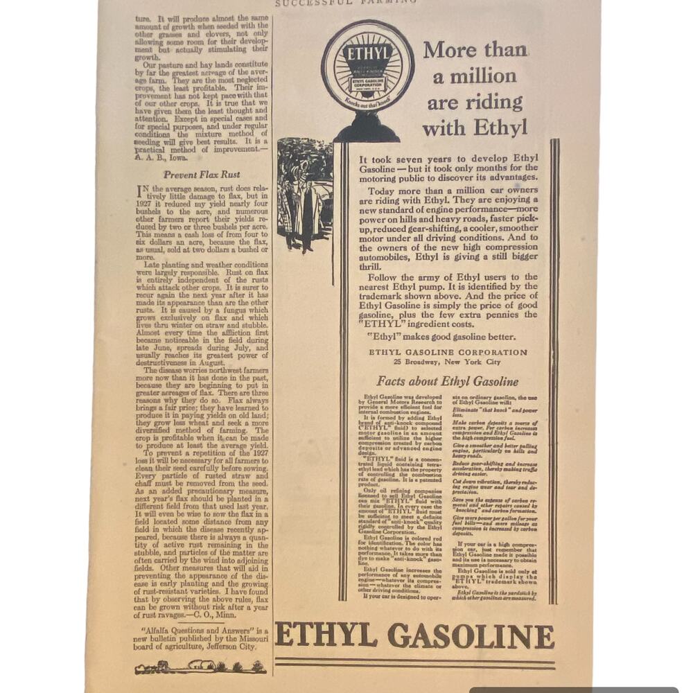 Vtg Ethyl Gasoline Print Advertisement Remington Arms March 1928 Frame Ready